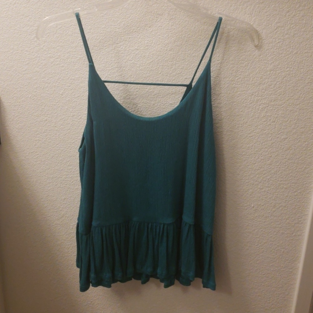 Lush teal top with ruffle bottom